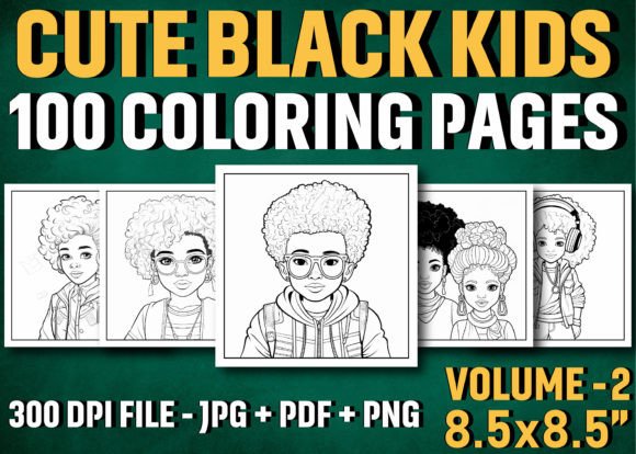100 Black Kids Coloring Pages for Adults