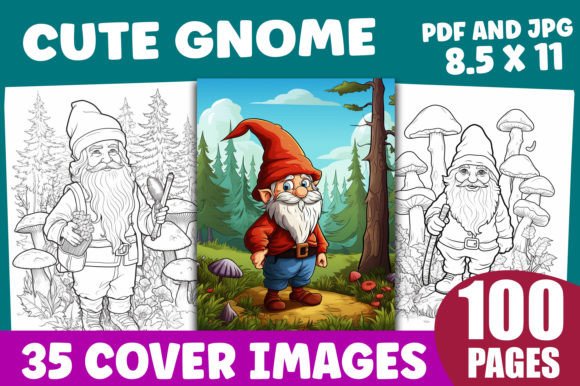 100 Cute Gnomes Coloring Pages for Adults