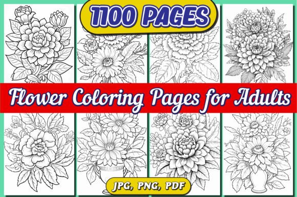 1100 Flowers Adult Coloring Book for KDP