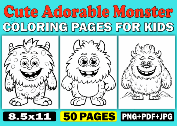 50 Cute Adorable Monster Coloring Pages