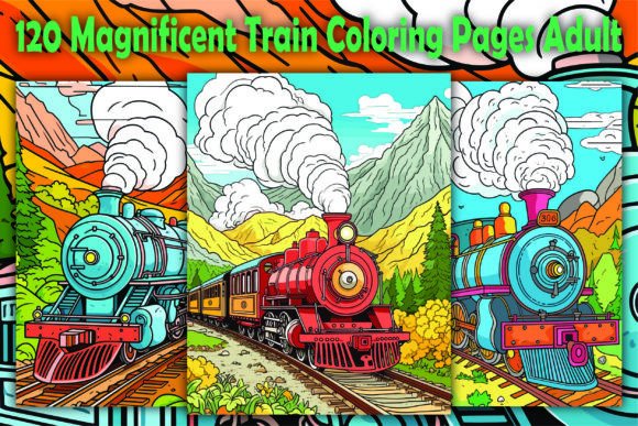 Magnificent Train Coloring Pages for Adults