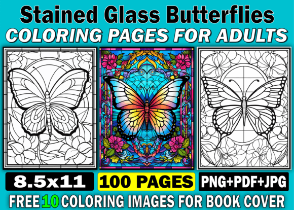 Stained Glass Butterflies Adult Book for Creative Relaxation