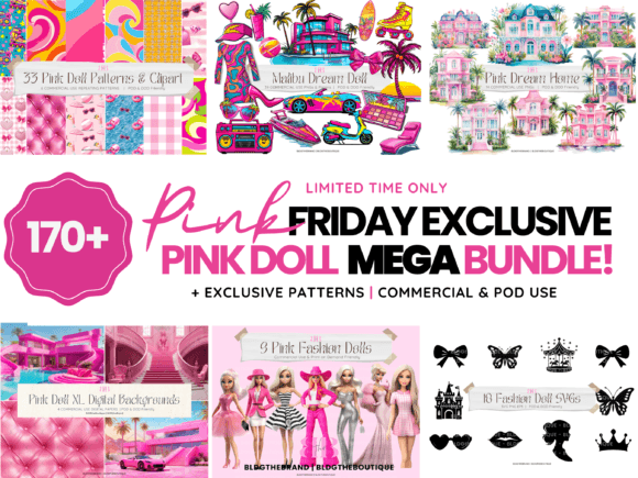 Unlock Creative Possibilities with the Pink Fashion Doll PNG Mega Bundle